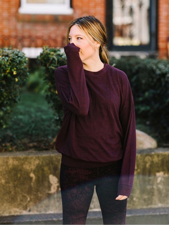 Athleta Tops - Athleta Burgundy Heather Mindful Soft Pullover Sweater